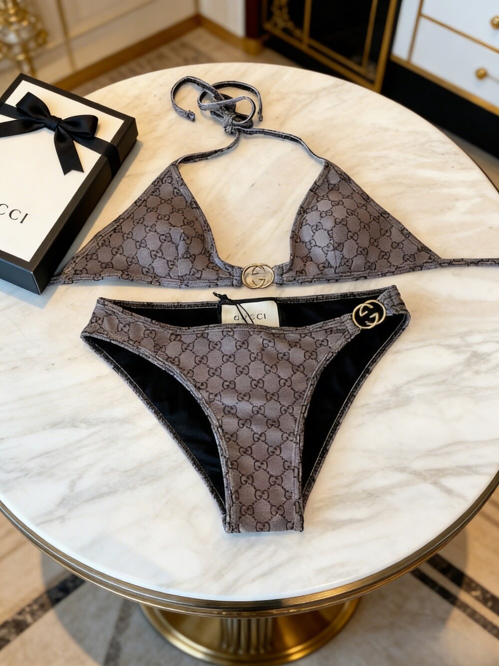 Gucci GG Monogram Metal Bikini Set